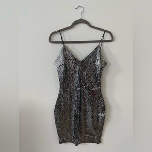 Elegant Silver Sequin Dress